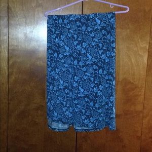 Lularoe maxi charcoal grey with blue floral design